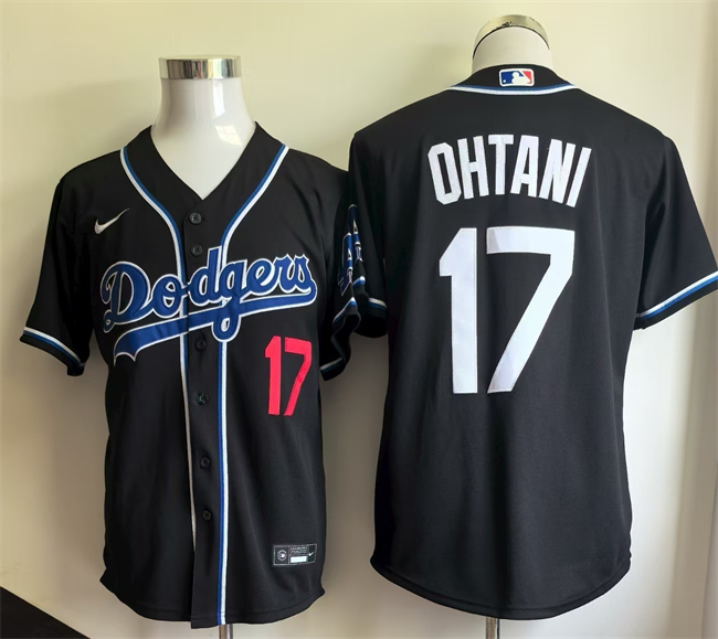 Men's Black Los Angeles Dodgers #17 Shohei Ohtani Cool Base Stitched Baseball Jersey